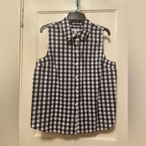 Kim Rogers Blue & White Gingham Sleeveless Top Size Petite Large